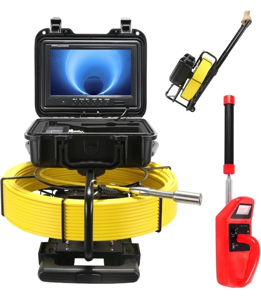 Sewer Camera with Locator,165FT/50M,Pull Handle,Self Leveling,7MM Cable,9'' IPS