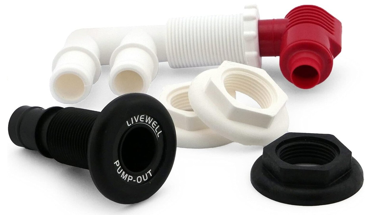 Flow-Rite Pump Out/Aerator Combo for Boat Livewells or Baitwells Barbed  MP-1000