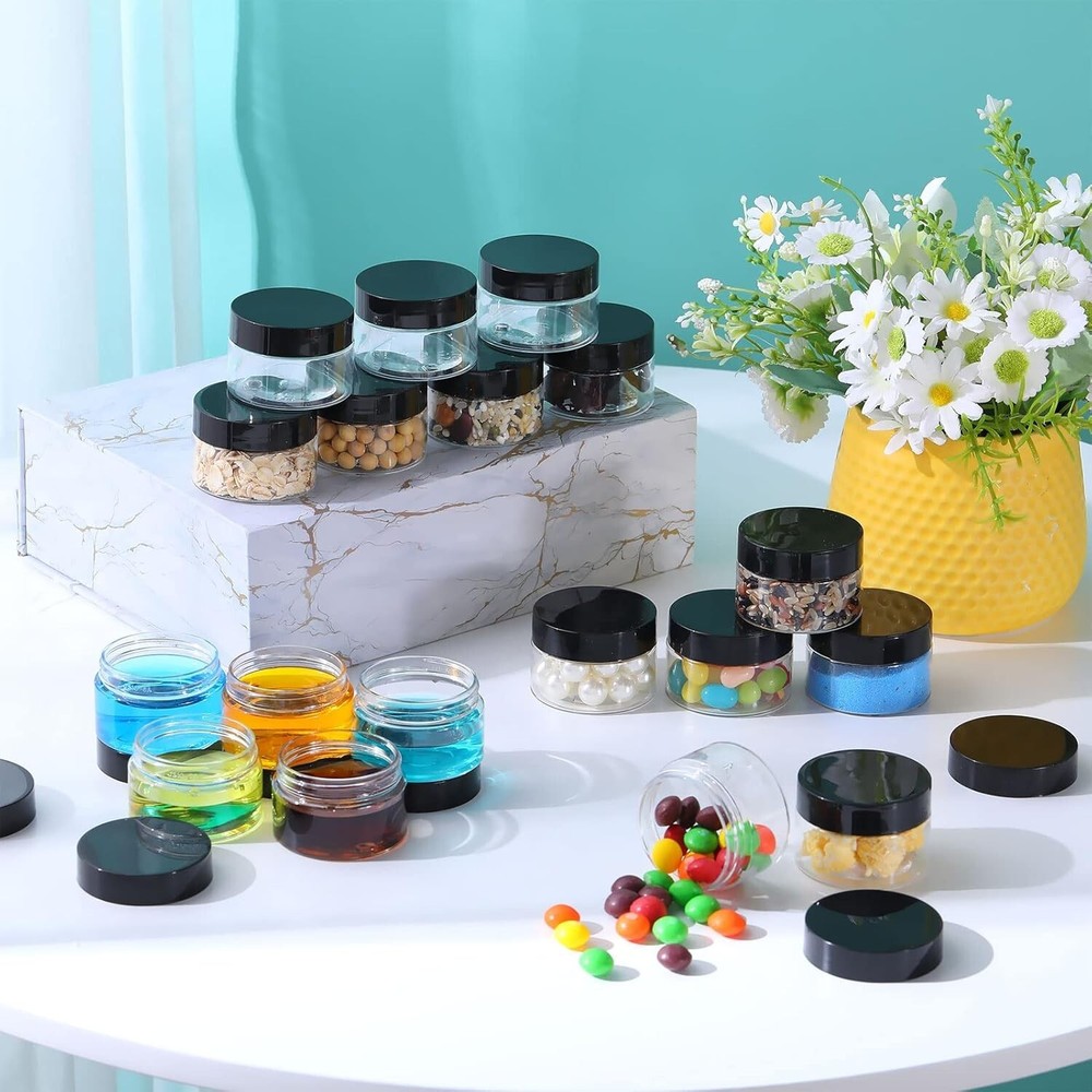 150 Pcs Plastic Container Jars with Lids Round Cosmetic Jars Empty Plastic Ja...