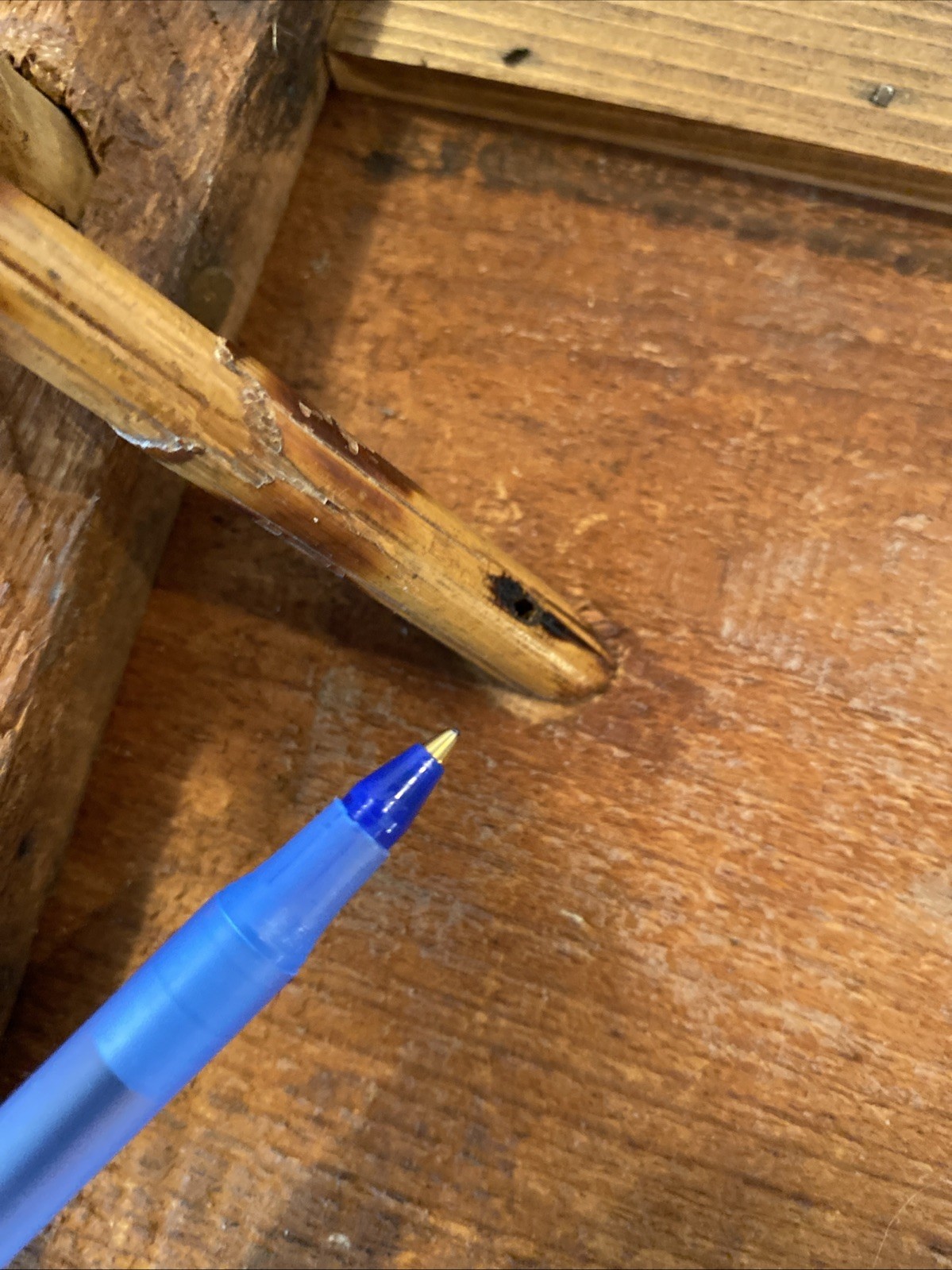 Antique 2 Tier Tiger Bamboo Side Table Victorian Aesthetic Painted Top **READ**