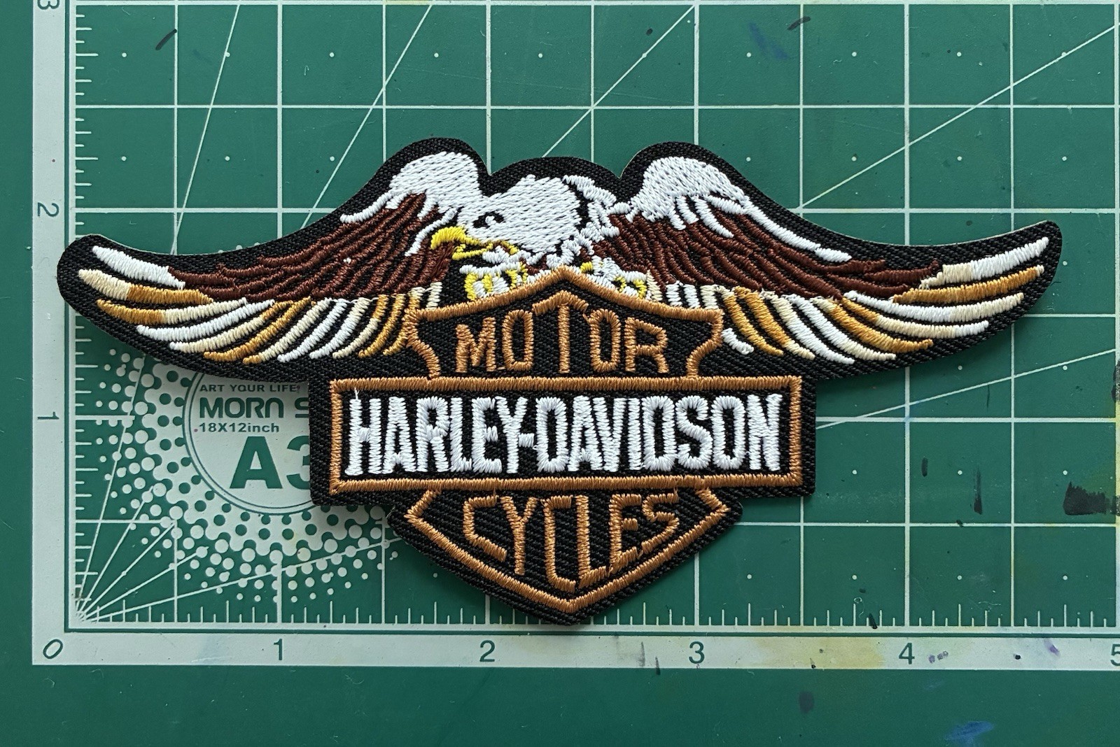 Harley Davidson Patch Iron-On Tri-Color Eagle Embroidered