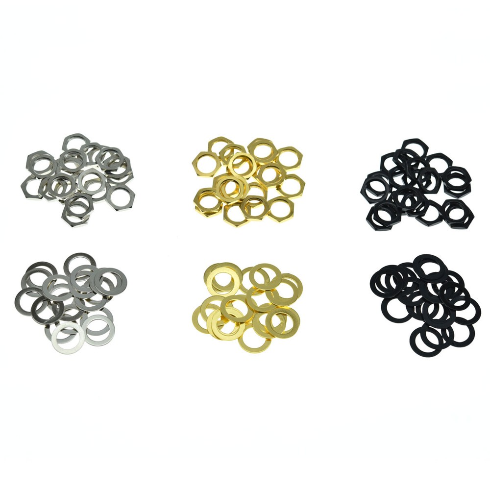 20pcs Guitar Input Output Jack Socket Nut and Washer Metric Jack Nuts Black
