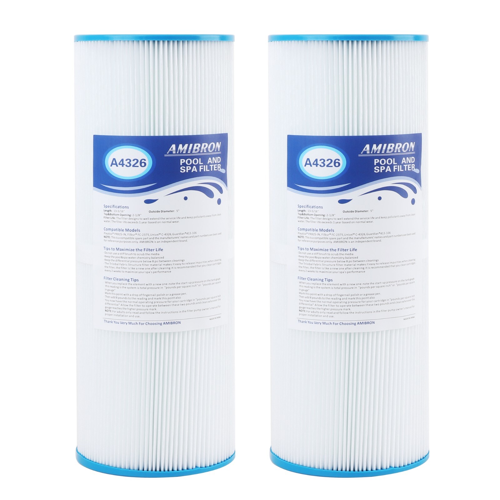 AmiBron PRB25-IN Spa Filters Replaces C-4326 FC-2375.Hot Tub filter 2 Pack