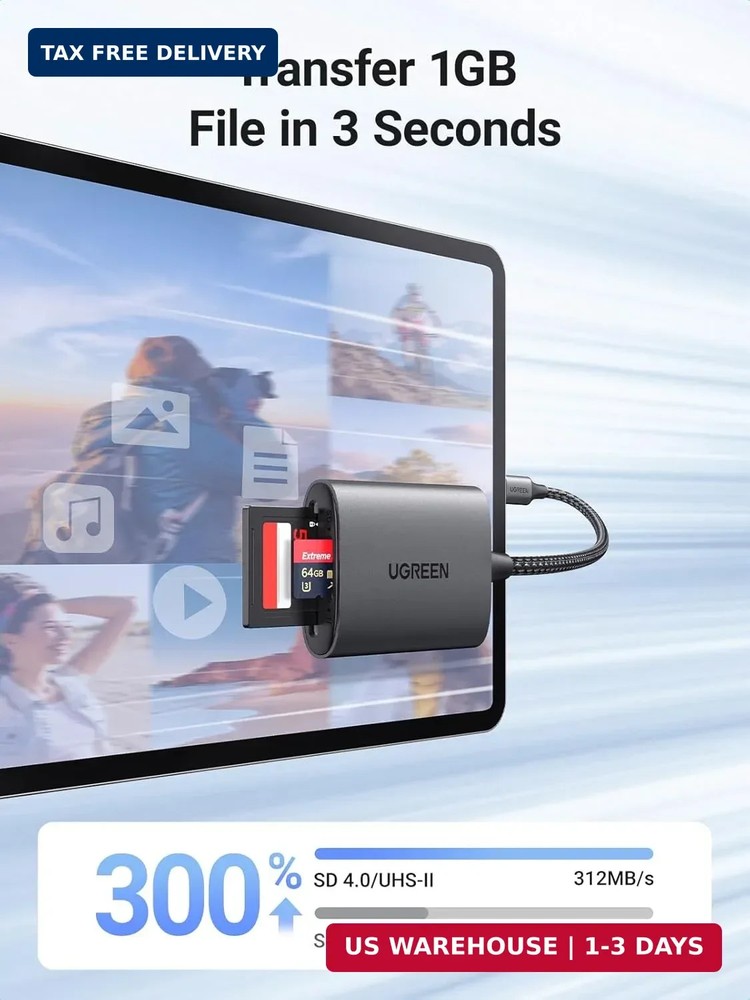 UGREEN USB C SD 4.0 Card Reader, UHS-II Micro SD Card Reader Memory Card Reader
