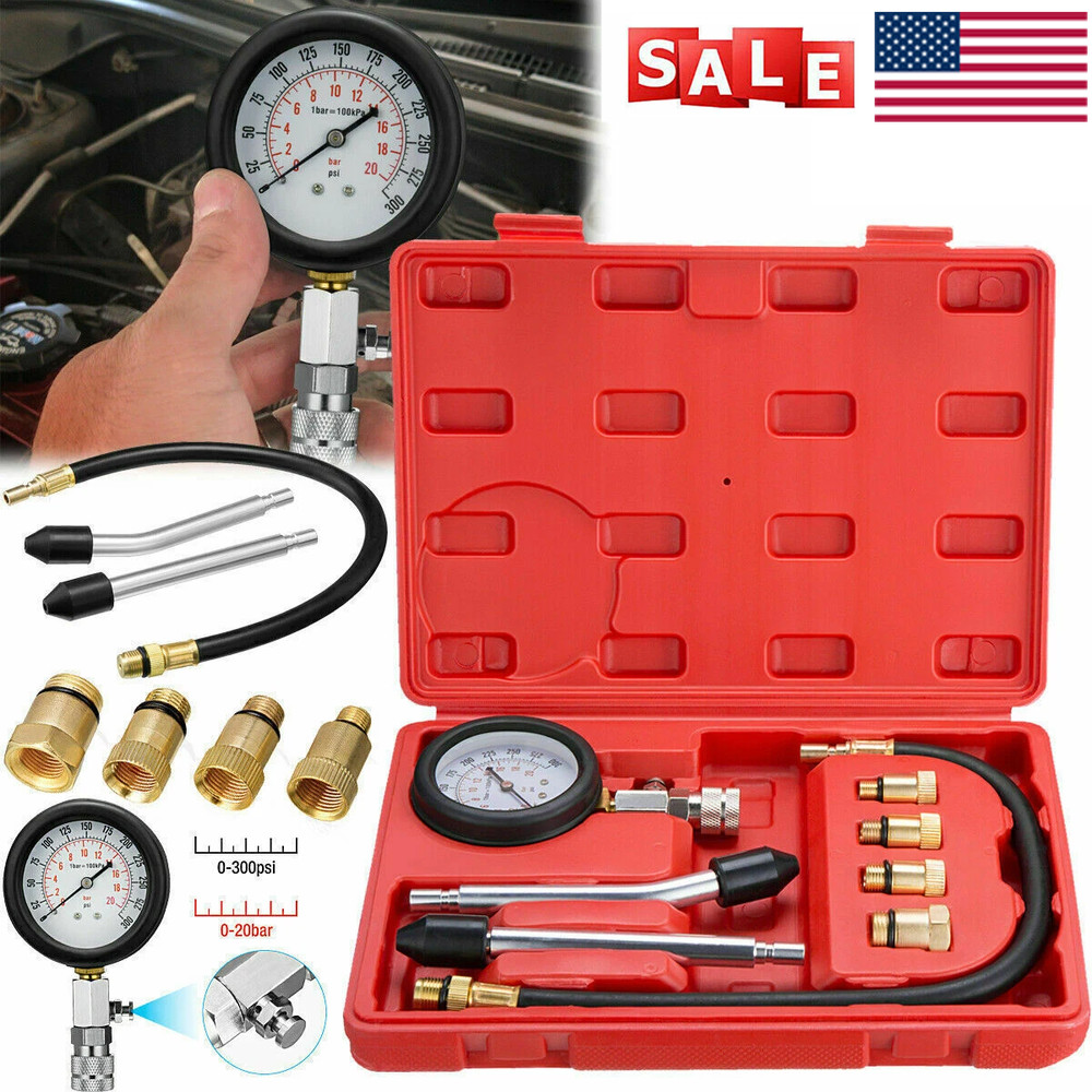 Engine Cylinder Compression Gauge Tester Kit Gas Engine Diagnostic Testing Tool-