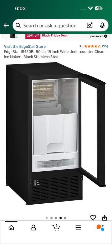 EdgeStar IB450BL - 15" Ice Maker w/25 pound capacity