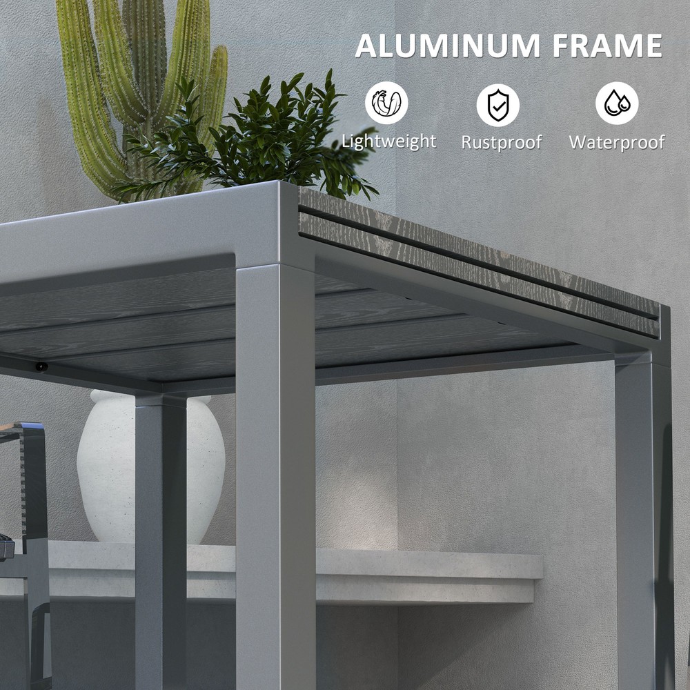 Outsunny Extendabl Outdoor Dining Table, Aluminum Frame Garden Table, Gray