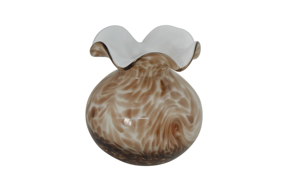 5" Brown and White Glass Vase Aroma Diffuser