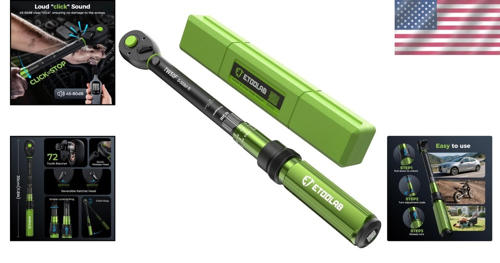 Professional 3/8-Inch Click Torque Wrench - Rust Resistant & Ergonomic Design
