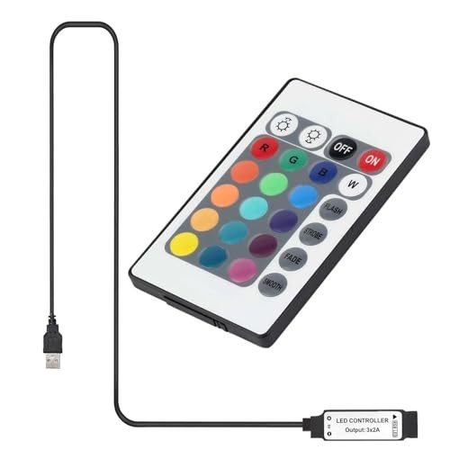 DC 5V 24 Key IR Remote Controller with 1m USB Inline IR Controller for 5050