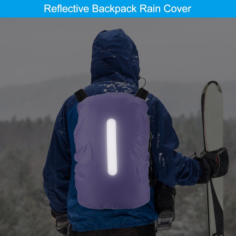 40-50L Waterproof Backpack Rain Cover with Vertical Strap M Purple
