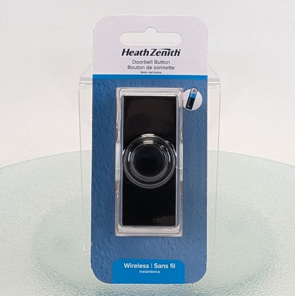 Globe Heath Zenith Black Plastic Wireless Pushbutton Doorbell Button NEW