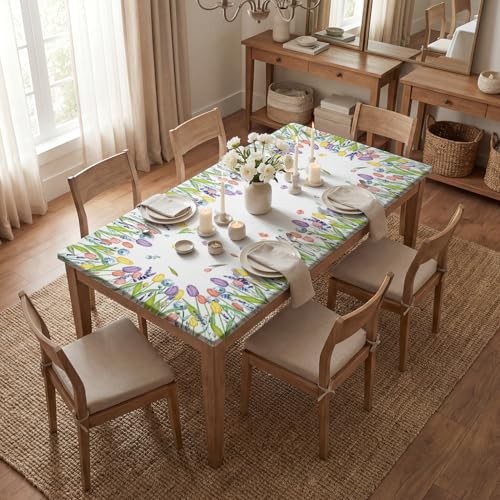 Spring Fitted Tablecloth 72 x 30 Inch 72" x 30" (Rectangular) White