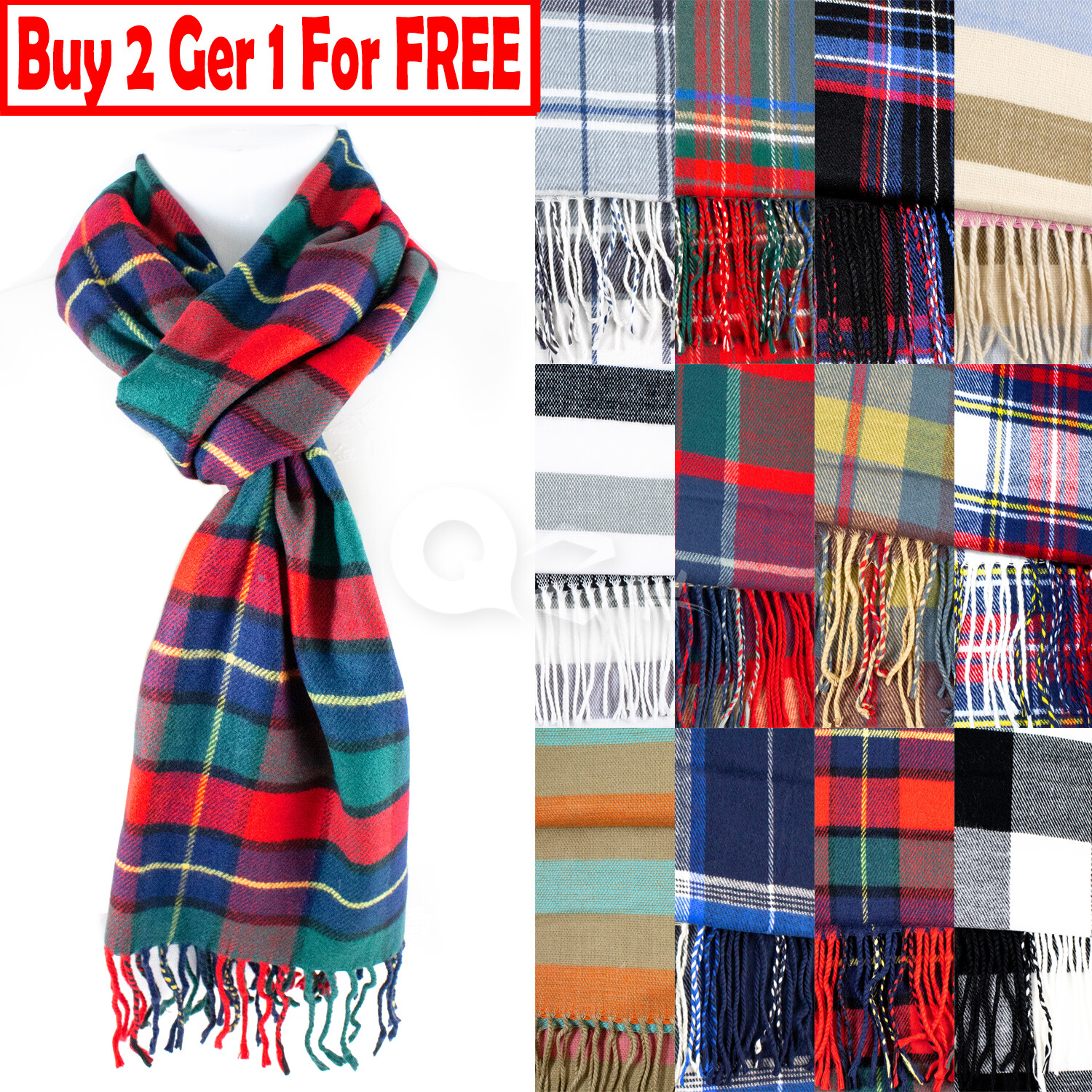 Mens Womens Winter Warm SCOTLAND Made 100% CASHMERE Scarf Scarves Plaid Wool