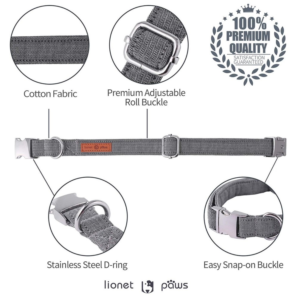 Dog Collar with Bowtie Durable Adjustable and Comfortable Collar for Medium D...
