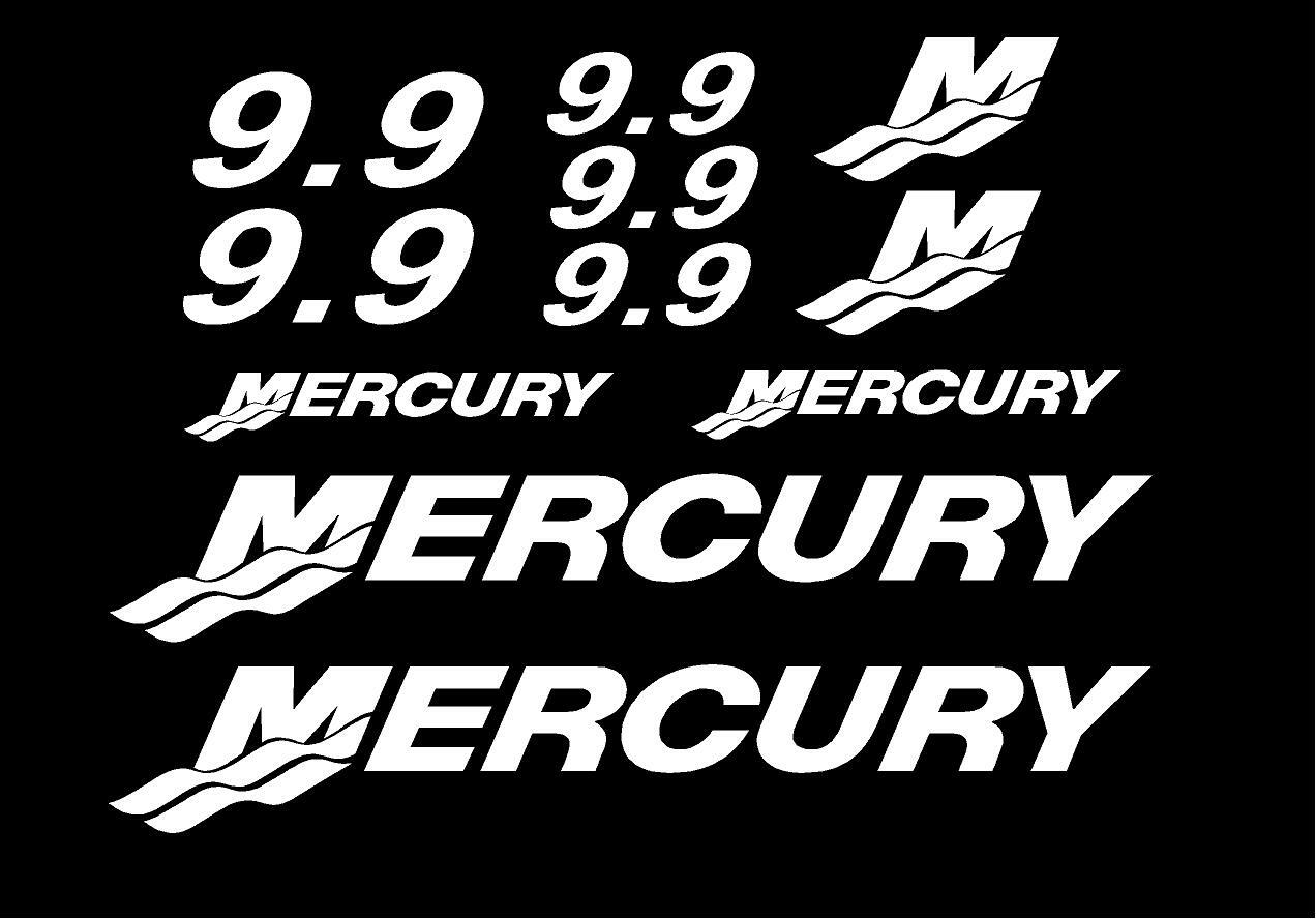 (11pc) Set of 9.9 Hp Mercury outboard boat cowling decal set custom color choice