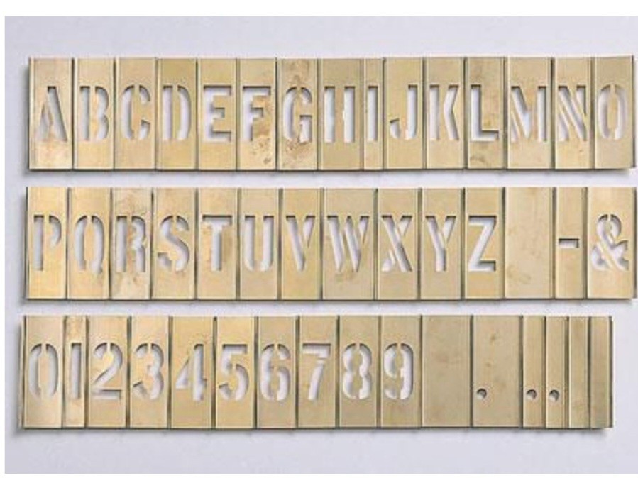 Stencil Set, Marking, Brass 4 Inch Interlocking, Adjustable