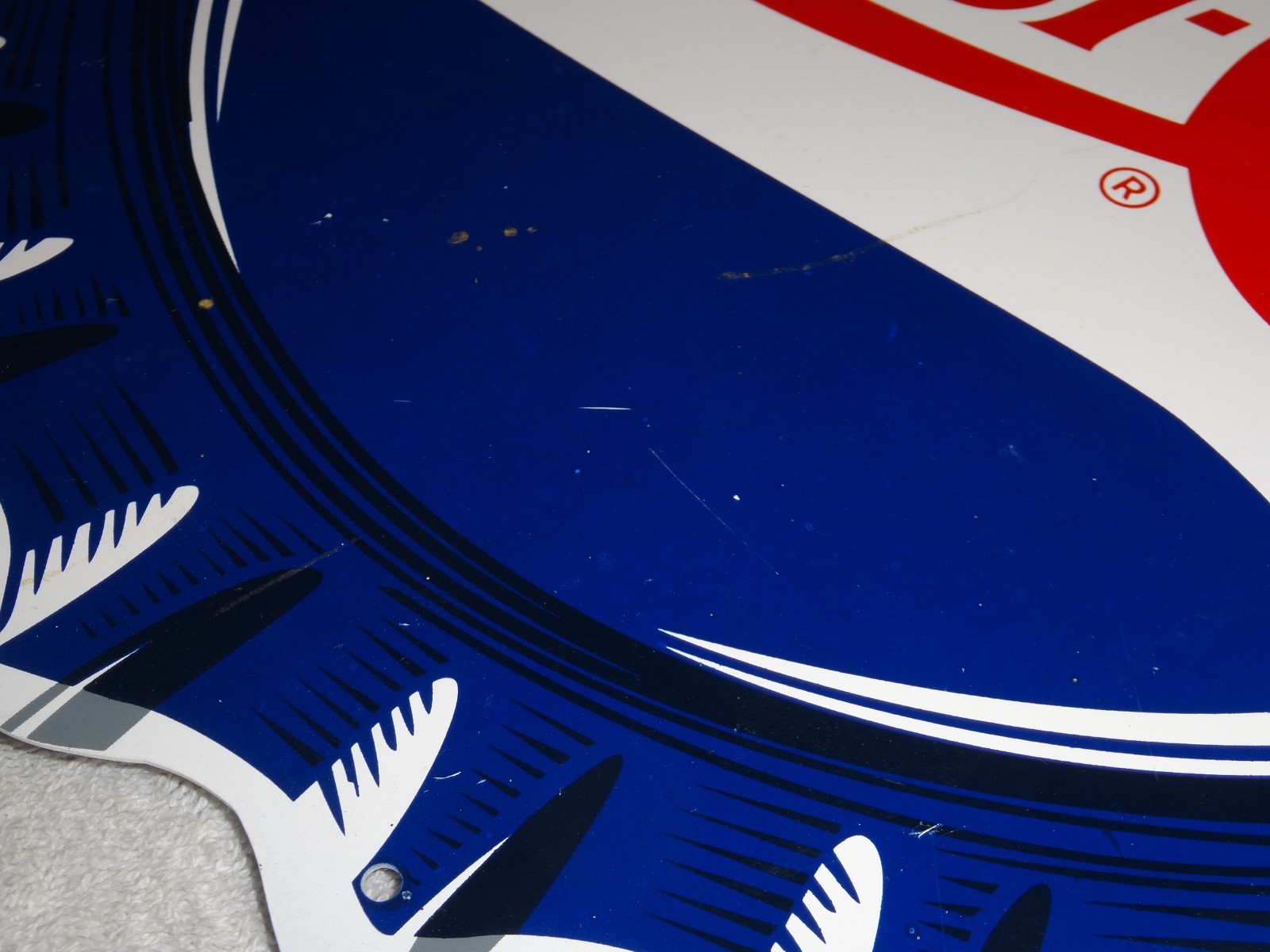 VINTAGE DRINK PEPSI COLA DIECUT 14" METAL SODA POP GASOLINE OIL FLANGE SIGN M173