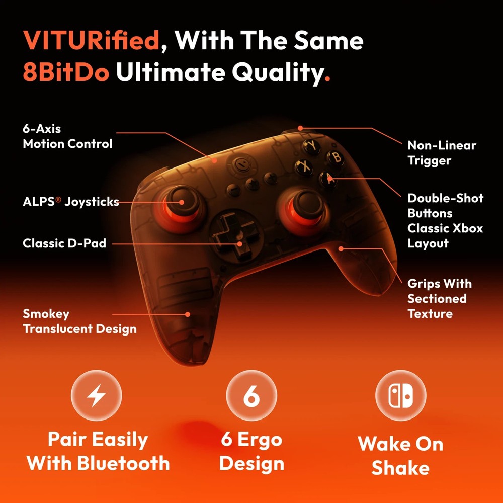 VITURE x 8BitDo Ultimate C Bluetooth Controller for Switch, Switch 2