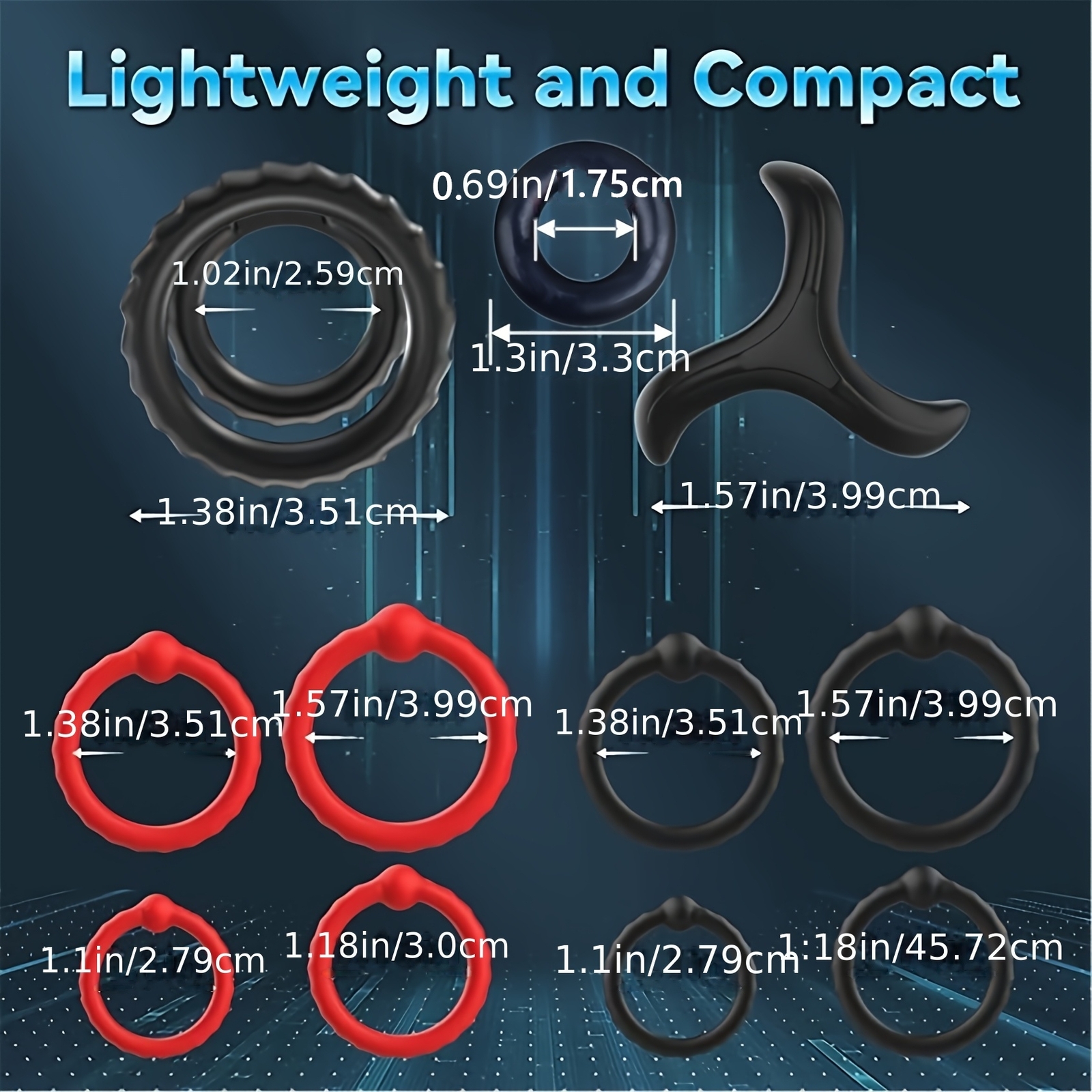 12PCS Cockring Set Silicone Erection Penis Ball Rings Adjustable Sex Toy For Men