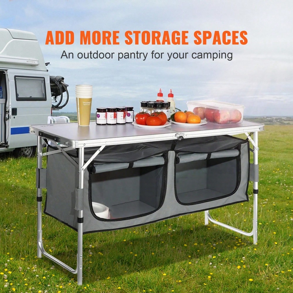 Table, Quick Set-Up Folding Camping Table With A Carrying , 3 Adjustable Heights