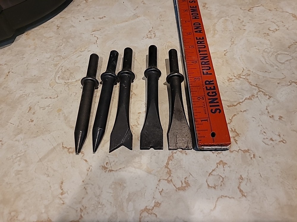 Pneumatic 5 Piece Chisel Set. 5”. Unbranded
