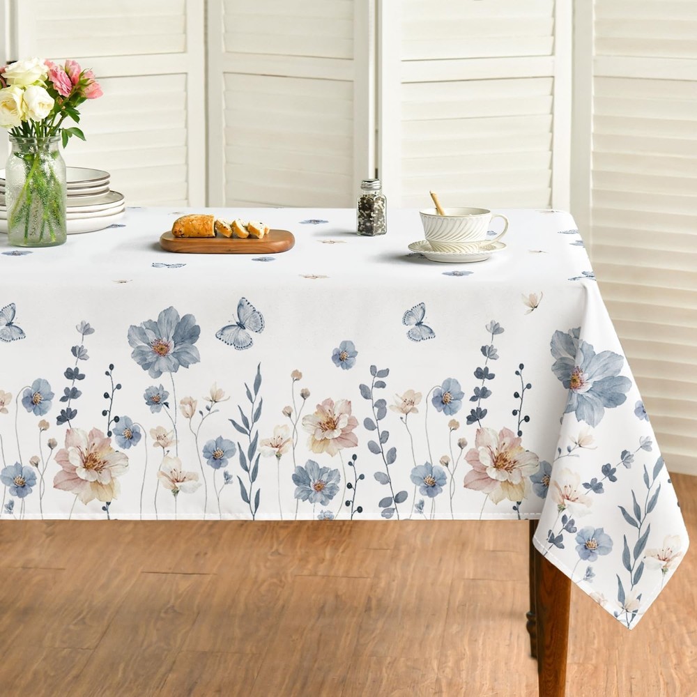 Spring Tablecloth 60×84 Inch Rectangular, 60" x 84" (Rectangular) White