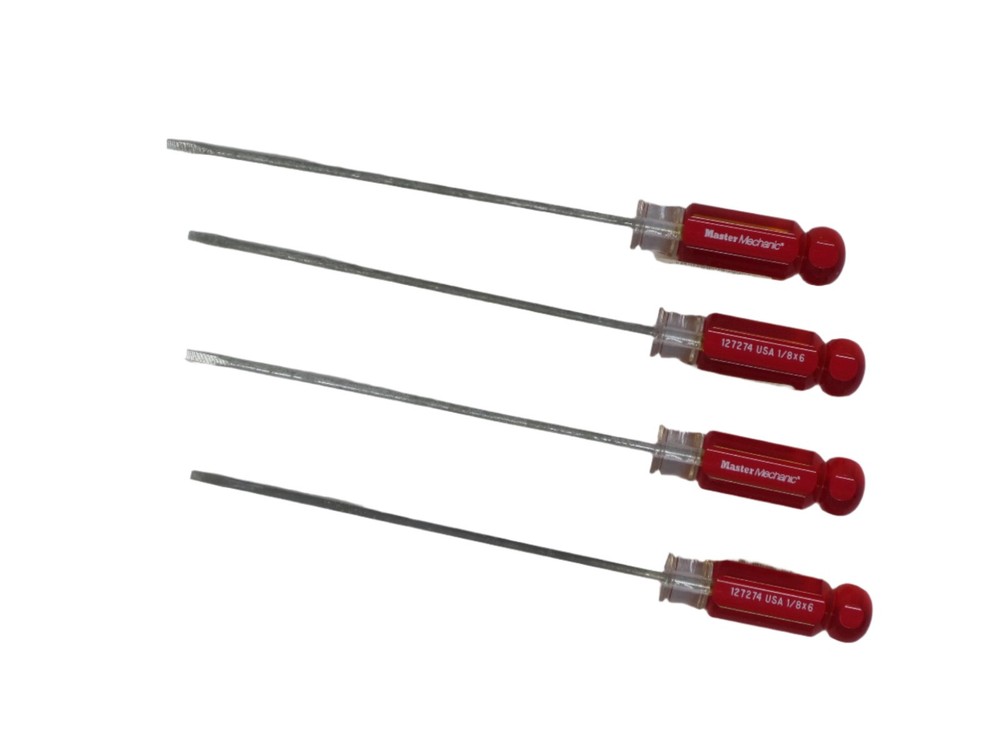 Master Mechanic 1/8" x 6" Flat Screwdriver - 4 PACK