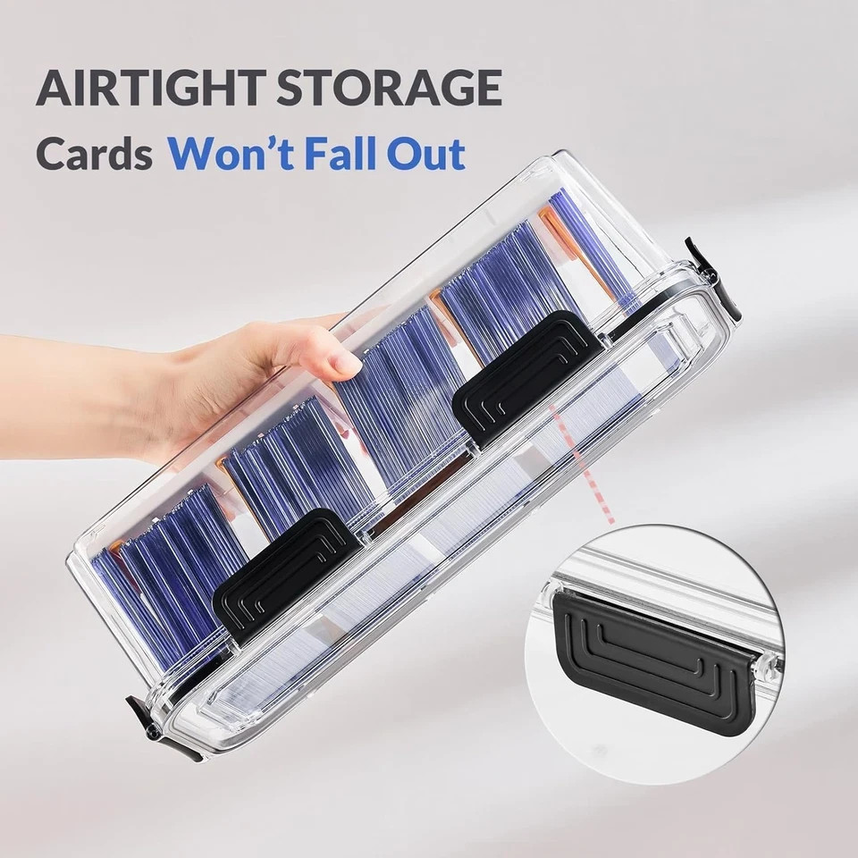 Toploader Storage Box, Trading Card Storage Box with 5 Dividers, Hard Plastic TC