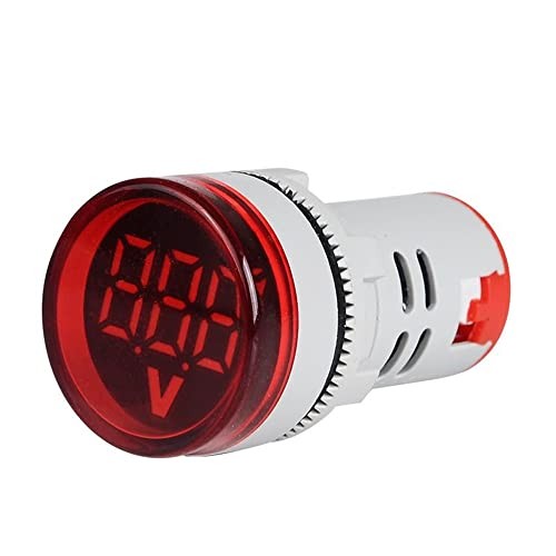 3pcs Digital Display AC Voltage Indicator, 22mm Round Head LED Voltage Red