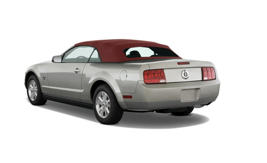 2005-14 Ford Mustang Convertible Soft Top w/ DOT Approved Heated Glass, BURGUNDY