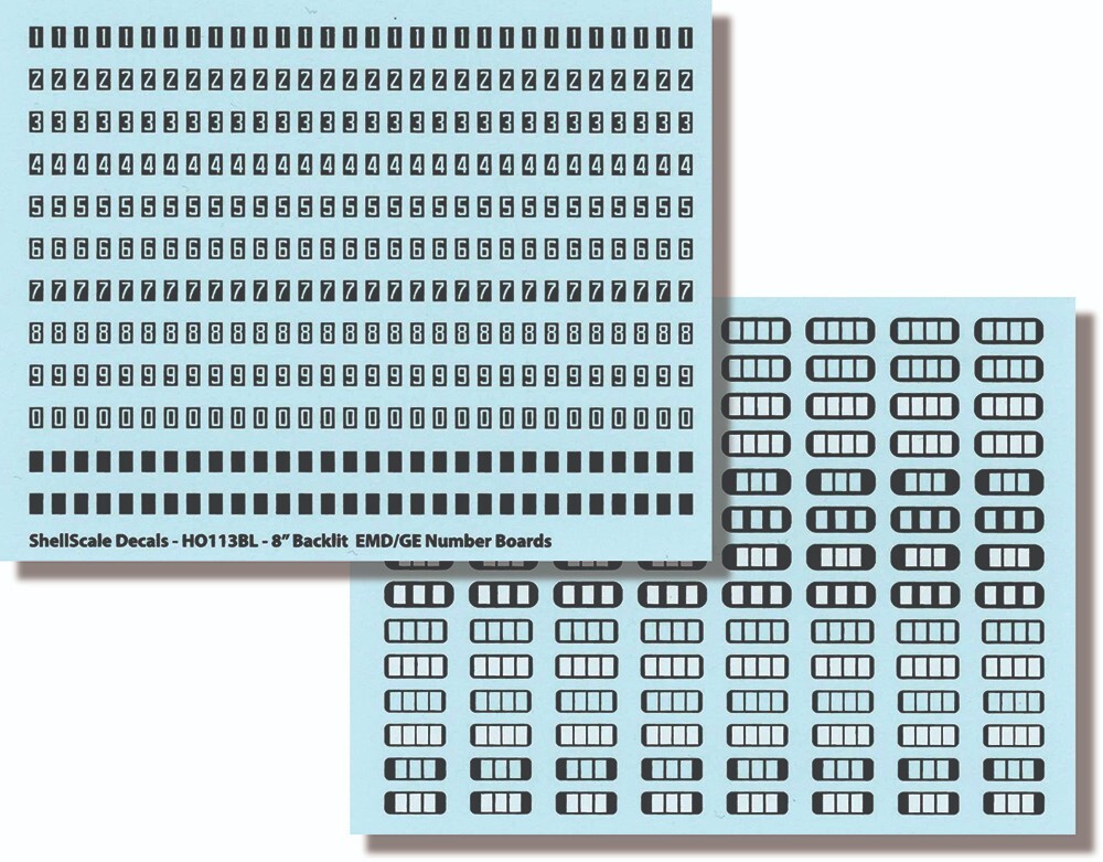 HO113BL Backlit EMD/GE Number Board DECALS ShellScale Decals