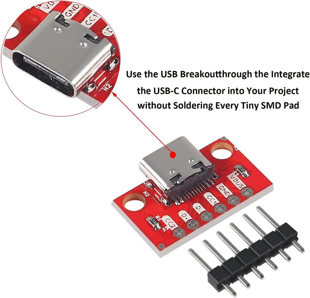 5pcs USB Type-C Breakout Board Serial Basic Breakout Female Connector Type PC