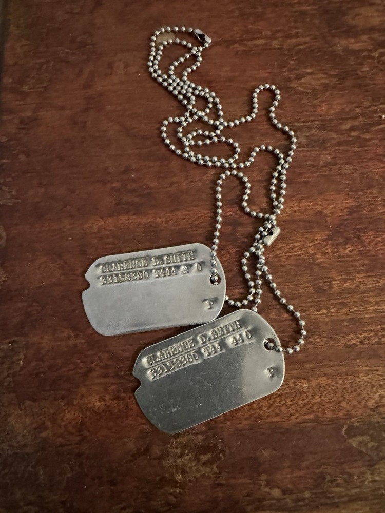WWII Dog Tags 2 Chain Notched Clarence D Smith Of Virginia 1940s Military Army