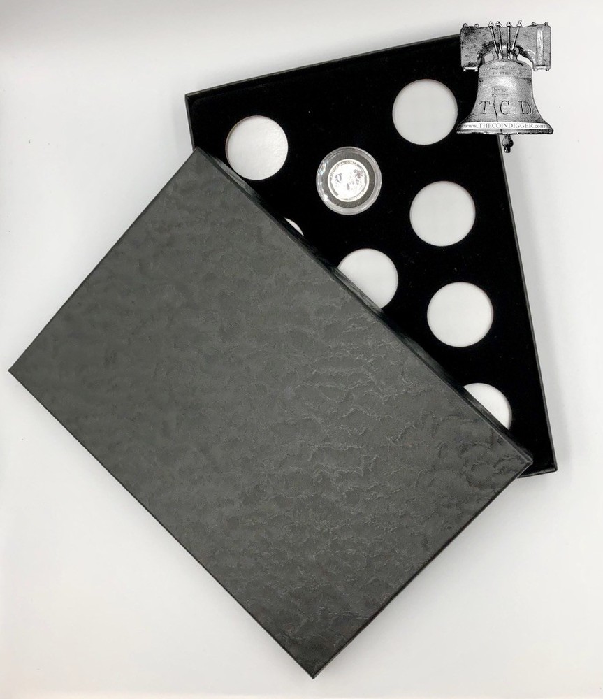 Air-tite Coin Holder Box Silver Insert Black Ring + Model A Storage Capsule Case
