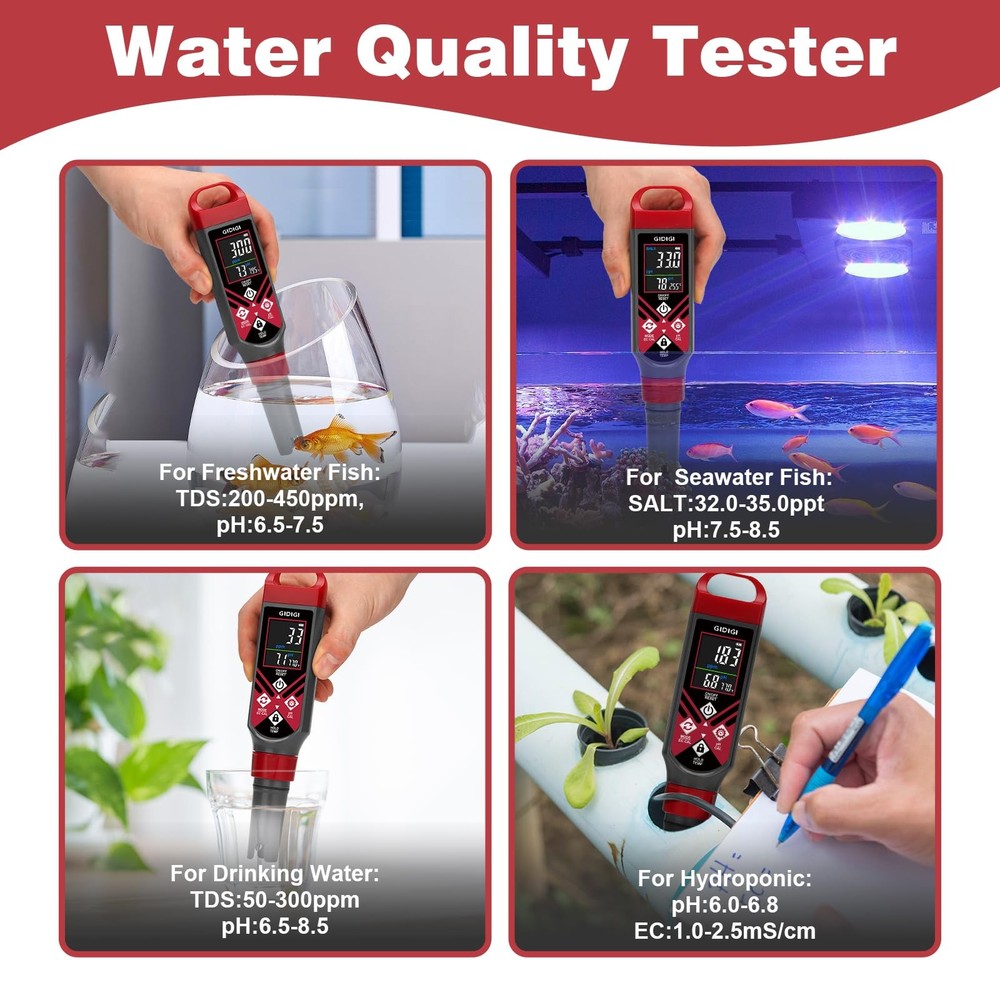GIDIGI Pool pH Salt Tester with Replaceable Probe