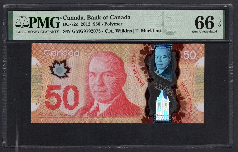 Canada 50 Dollars 2012 BC-72c Uncirculated Grade 66