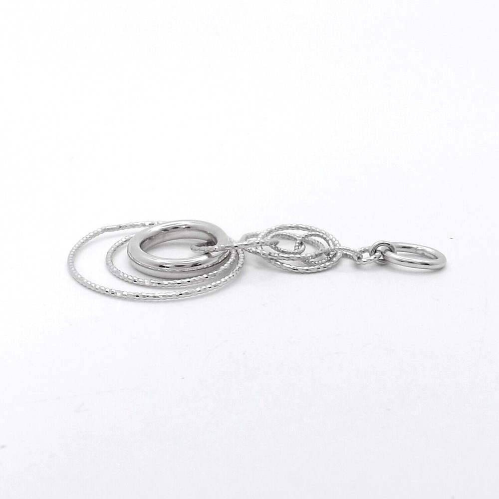 Solid 18k White Gold Circles Dangles Charm Pendant Setting Sparkling Whimsical