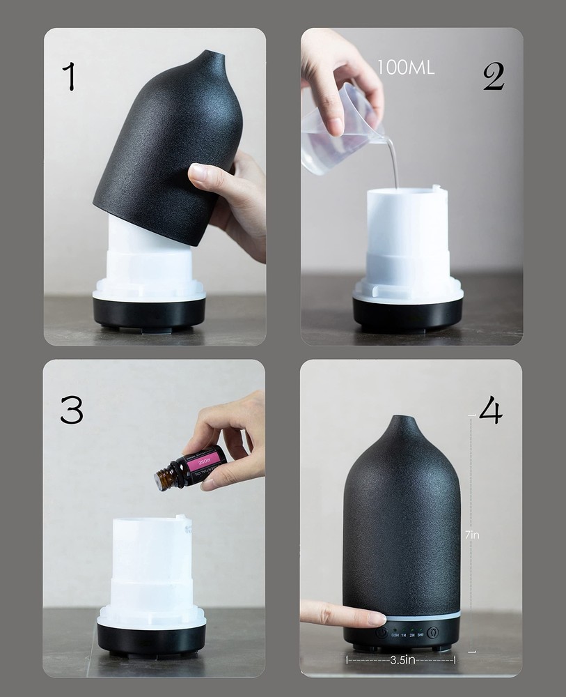 Essential Oil Diffuser,Handcrafted Ceramic Diffuser for Home,Ultrasonic Cool ...