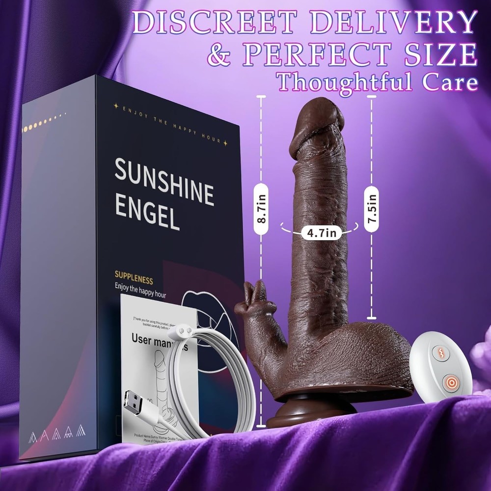 Thrusting Dildo Vibrator 4-in-1 Remote Control Heating 10 Modes Silicone