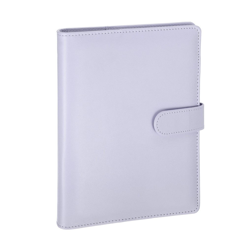 A5 PU Leather Binder Protector, 6 Ring Loose Leaf Notebook Shell, Purple
