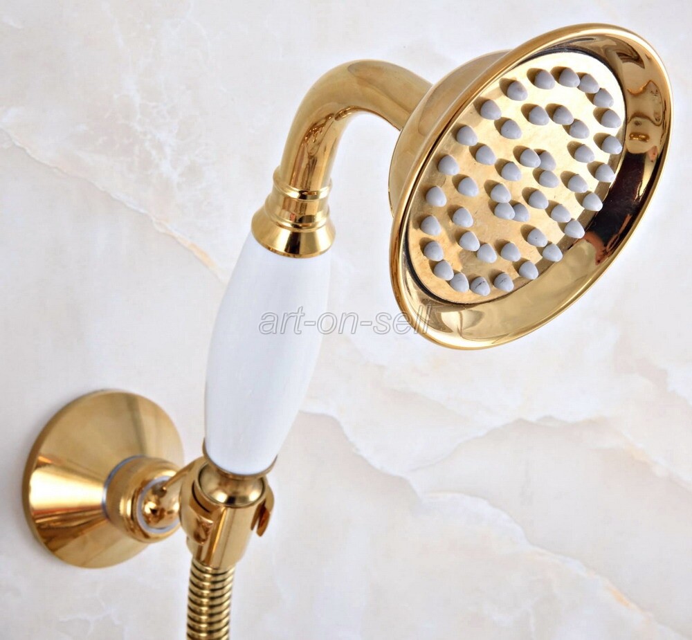 Gold Color Brass Bathroom Clawfoot Bath Tub Faucet w/ Handheld Shower ana902