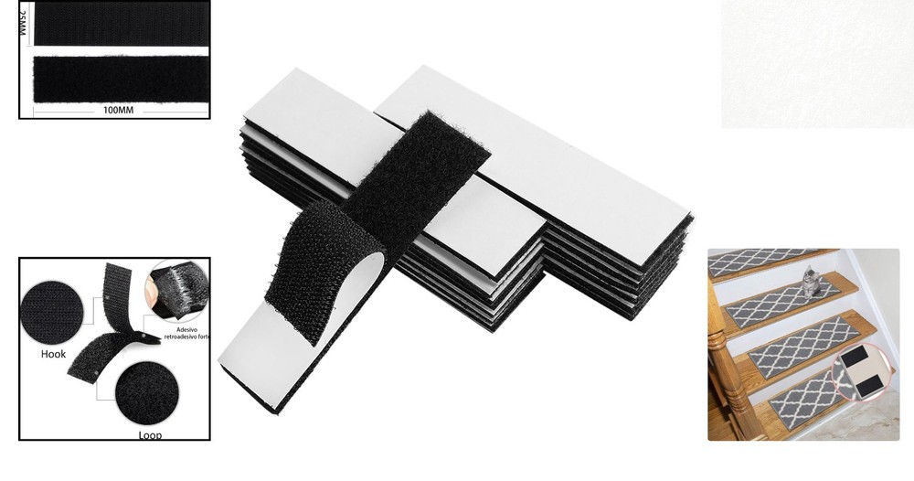 Durable Self-Adhesive Hook & Loop Strips - 1x4 Inch, Perfect for Home & Office