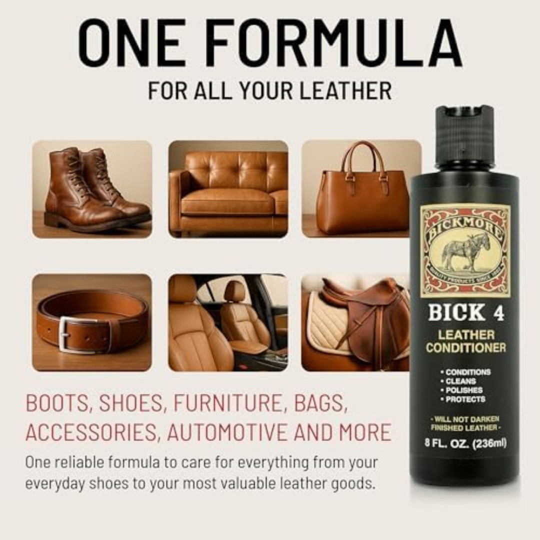 Bick 4 Leather Conditioner and Leather Cleaner 8 Oz - Will Not Darken Leather