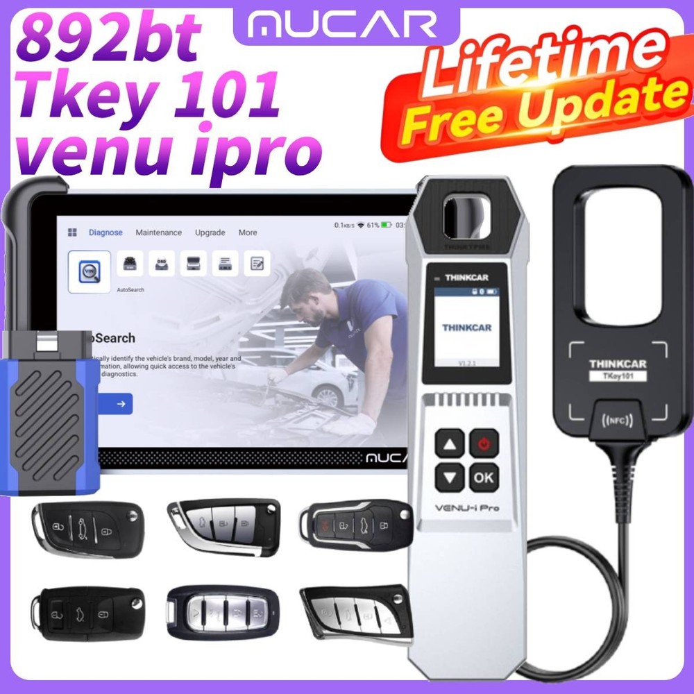 MUCAR 892BT+TKEY101+ipro TPMS Programming Car AI Diagnostic Tool KEY Coding 2026