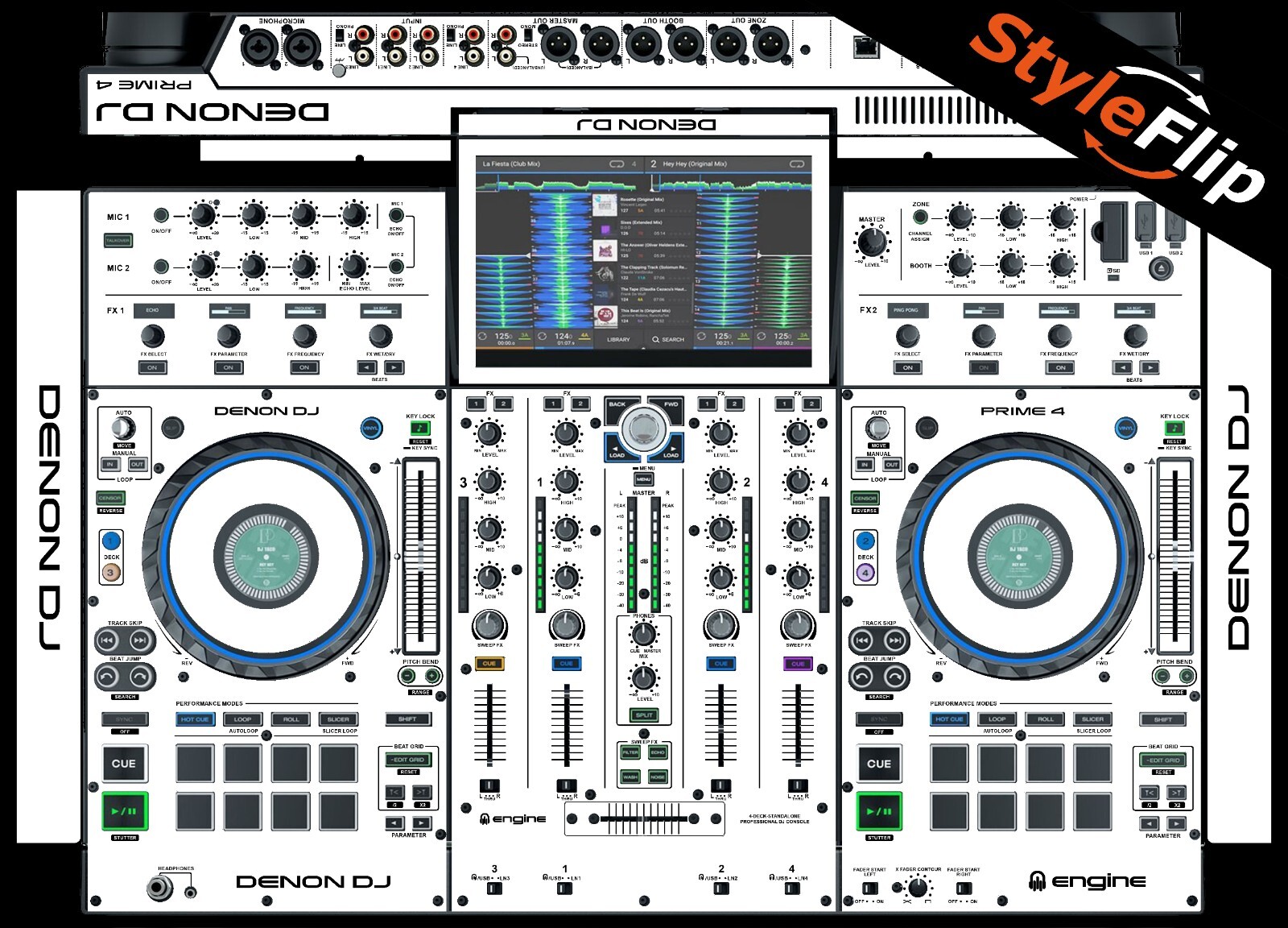 Denon Prime Four Skin | White | Protective Decal | StyleFlip