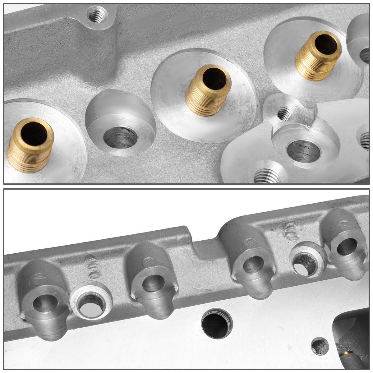 2x Aluminum Bare Straight Plug Cylinder Head for Small Block Chevy SBC 302 350