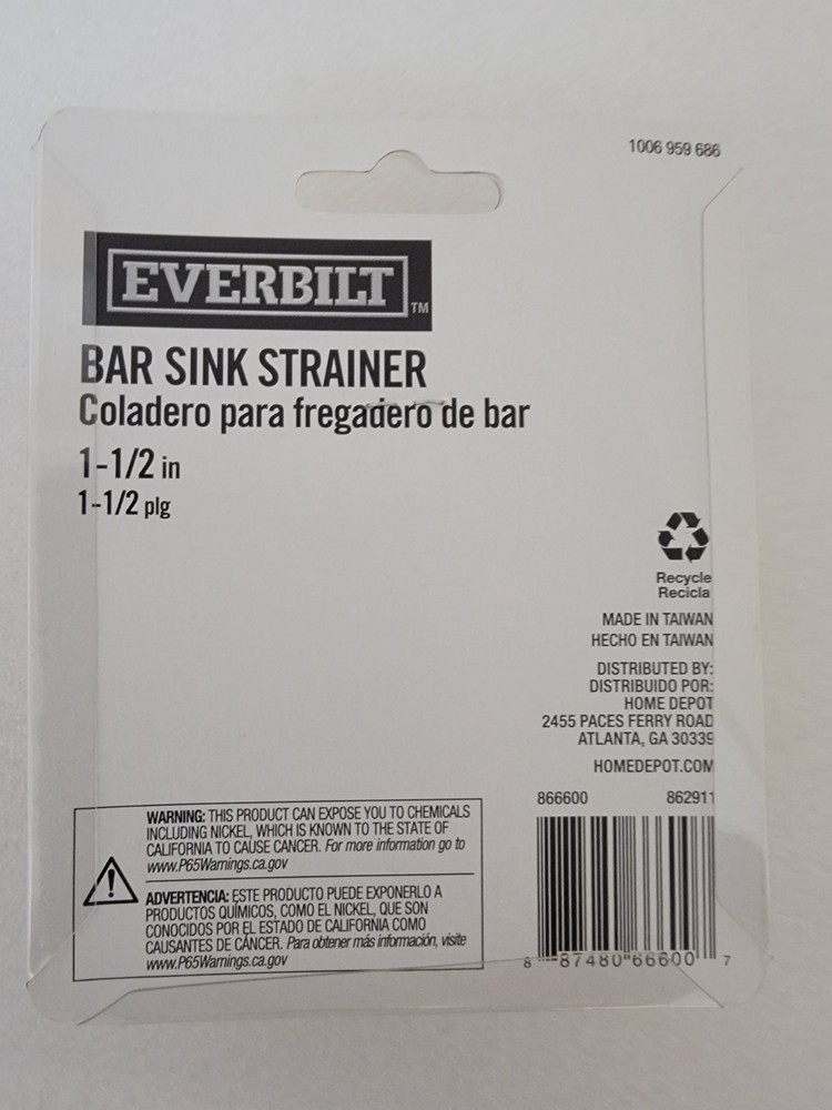 Everbilt Bar Stink Strainer 1-1/2in