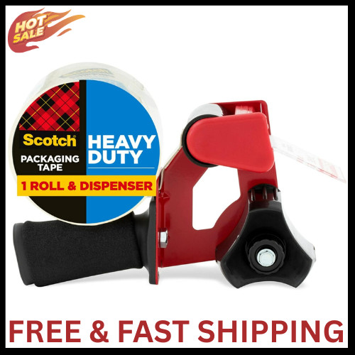 3M Scotch Tape Gun Dispenser with Heavy Duty 3850 Shipping Packaging Tape, 1Roll