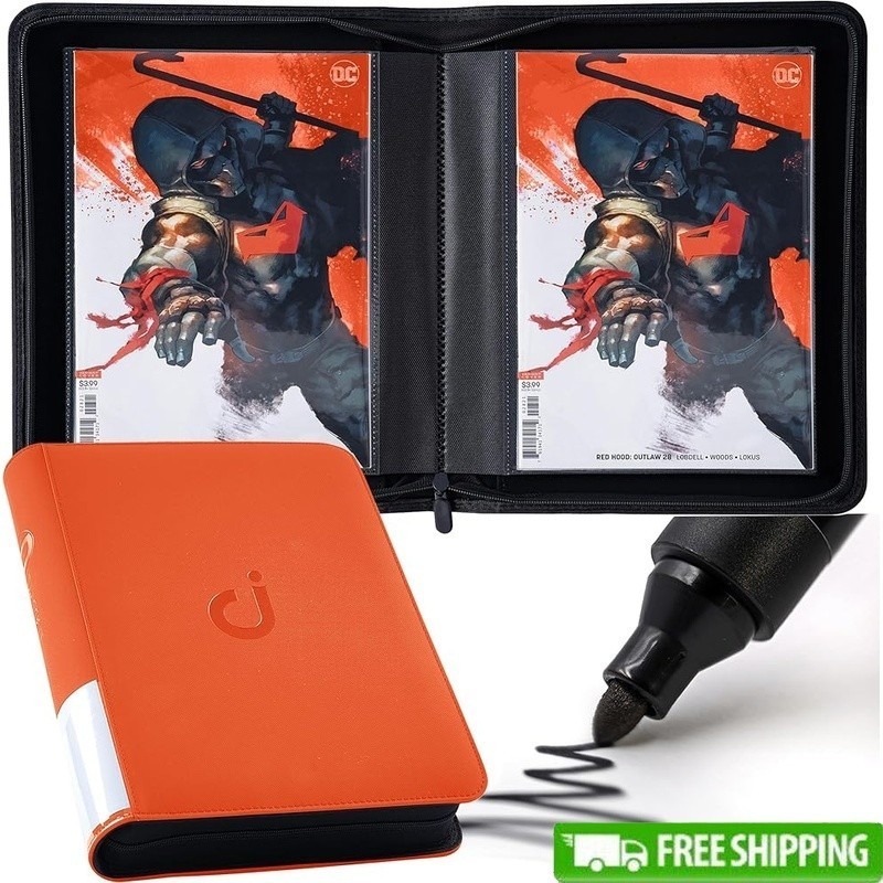 Comic Binder Storage Display 24 Comics Side-Loading Pockets Organization New